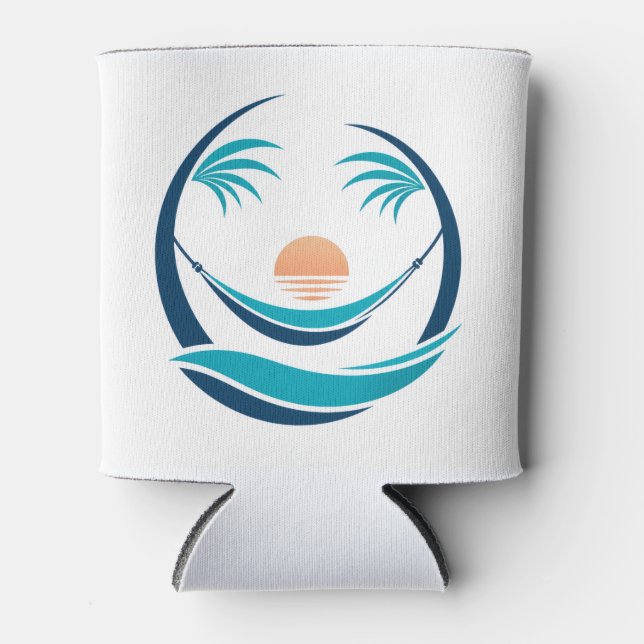 Luxury Hammock Sunset Logo Can Cooler (Front)