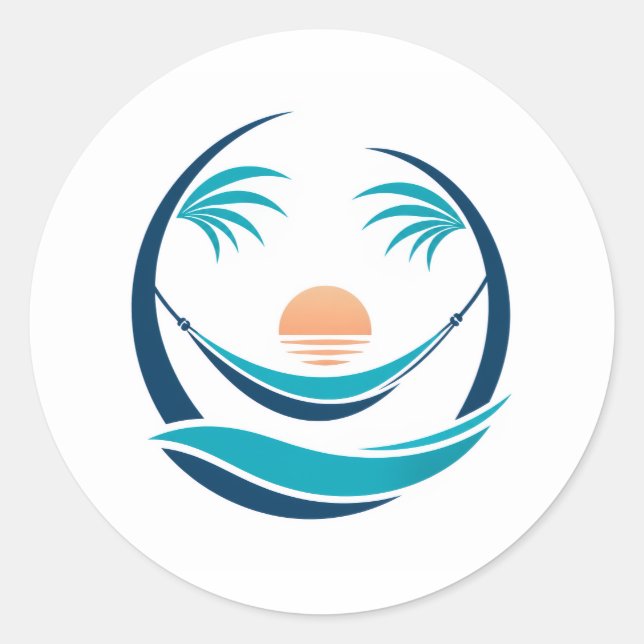 Luxury Hammock Sunset Logo Classic Round Sticker (Front)