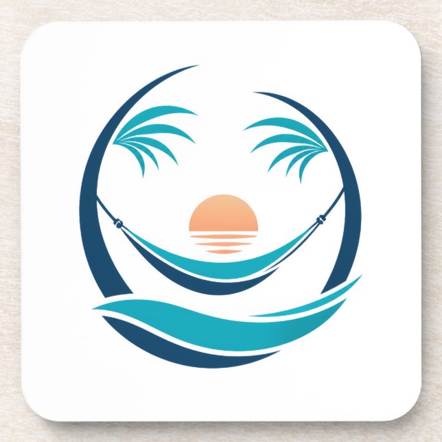 Luxury Hammock Sunset Logo Coaster (Front)