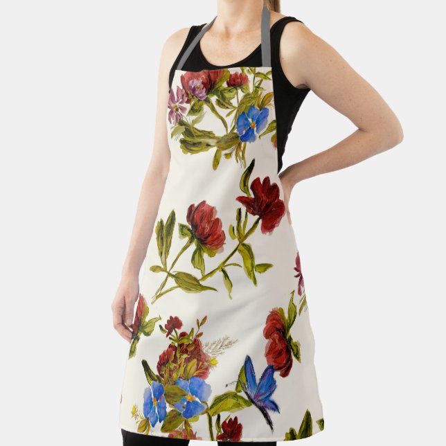 Luxury Hand Painted Florals Apron for Her (Insitu)