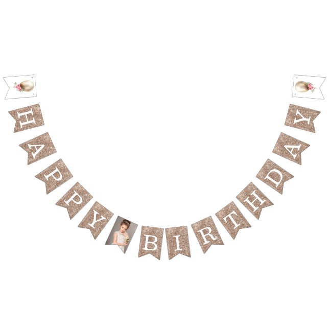 Luxury Happy Birthday photo Balloon Glitter Bunting Flags (All)