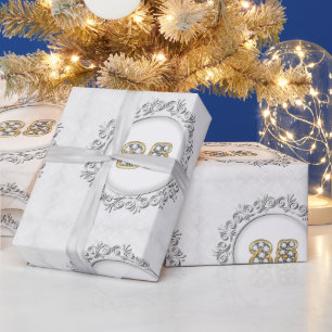 Luxury Happy Silver 25th Anniversary Wrapping Paper