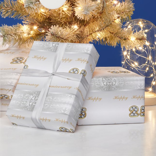 Luxury Happy Silver 25th Anniversary Wrapping Paper (Holidays)