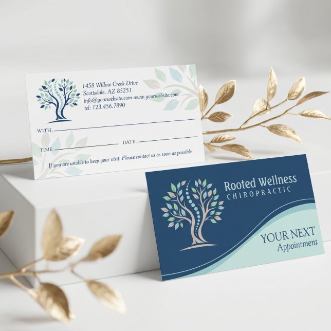 Luxury Holistic Blooming Tree Chiropractor Logo Appointment Card (Luxury Holistic Blooming Tree Chiropractor Logo Appointment Card)