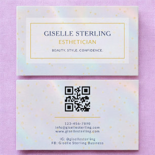 Luxury Holographic Aesthetician Modern Business Card