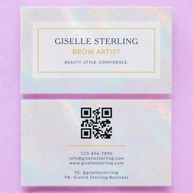 Luxury Holographic Brow Artist Modern  Business Card (Creator Uploaded)