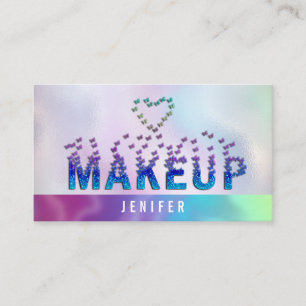 Luxury holographic butterflies makeup logo business card