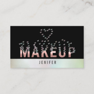 Luxury holographic butterflies makeup logo business card
