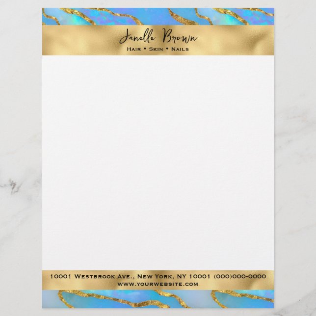 Luxury Holographic Faux Opal Stone  Letterhead (Front)