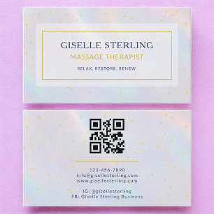 Luxury Holographic Massage Therapist Modern  Business Card