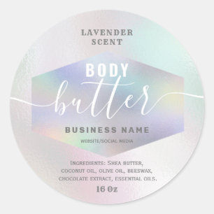Luxury holographic script body butter label