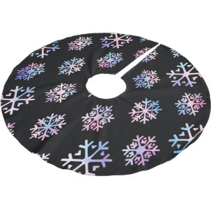 Luxury Holographic Snowflake Christmas Collection Brushed Polyester Tree Skirt