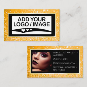 Luxury Honey Gold Sparkle Logo Photo Template Business Card