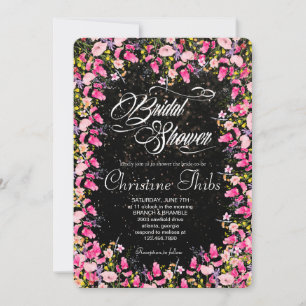 Luxury Hot Pink Floral Bridal Shower Invitation