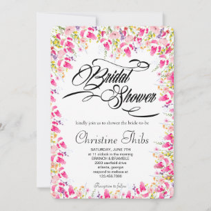 Luxury Hot Pink Floral Bridal Shower Invitation