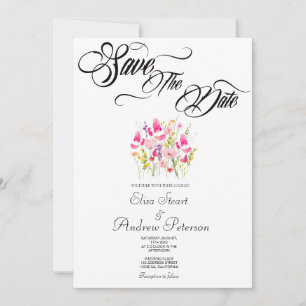 Luxury Hot Pink Floral Save the Date Invitation
