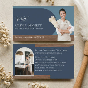 Luxury House Cleaning Maid Services Photo Blue Business Card