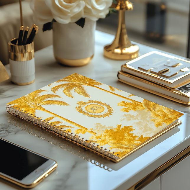 Luxury Imperial Gold Palm Tree Business (Luxe Imperial Gold Palm Monogrammed Planner )