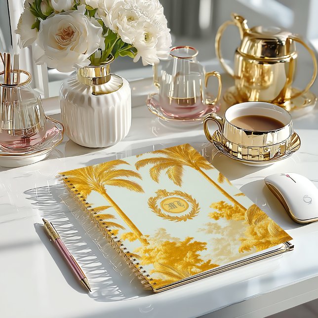 Luxury Imperial Gold Palm Tree Business Notebook (Stylish Luxe Imperial Gold Palm Monogrammed Journal )