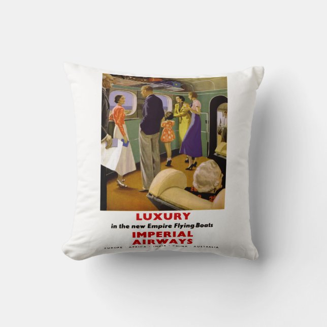 Luxury in the New Empire Flying Boats Throw Pillow (Front)