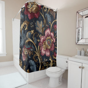 Luxury Indian Floral Shower Curtain Vintage Royal