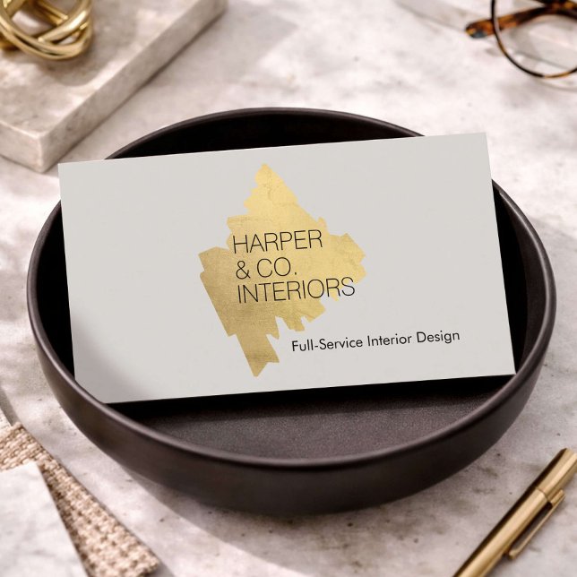 Luxury Interior Designer Gold Abstract Logo Business Card (Creator Uploaded)