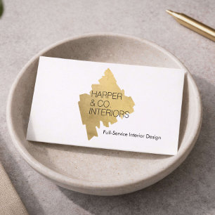 Luxury Interior Designer Gold Abstract Logo White Business Card