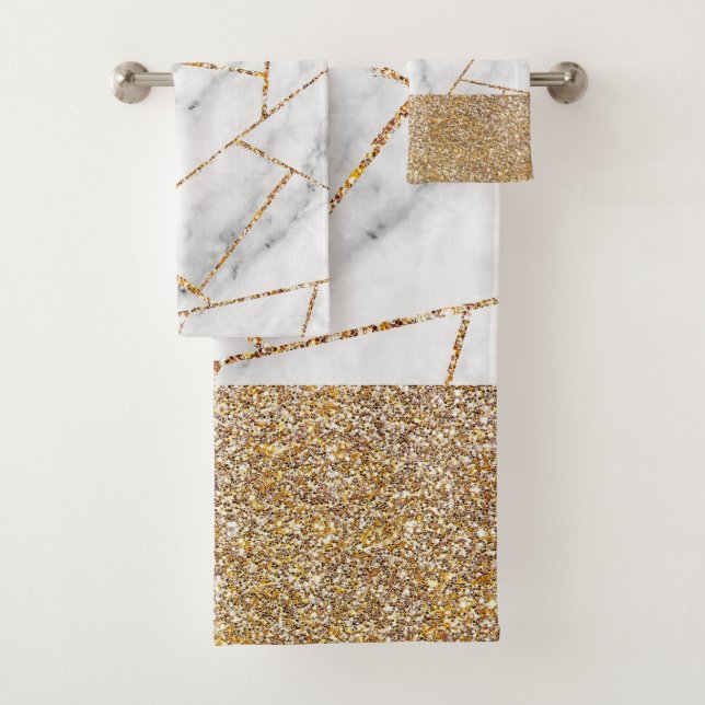 Luxury Interior Marble Stone Glitter Bath Towel Set (Insitu)