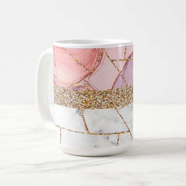 Luxury Interior Marble Stone Glitter Coffee Mug (Front Left)
