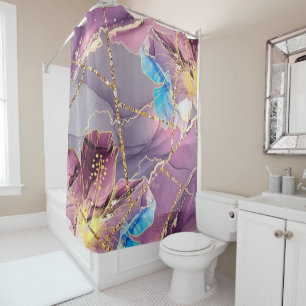 Luxury Interior Marble Stone Glitter  Shower Curta