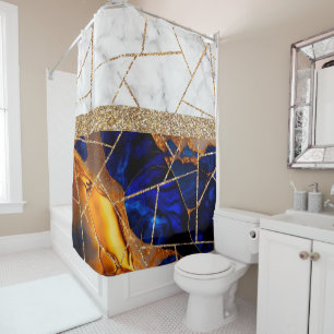Luxury Interior Marble Stone Glitter  Shower Curta