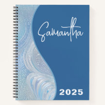 Luxury Iridescent Blue Gradient Spiral Notebook