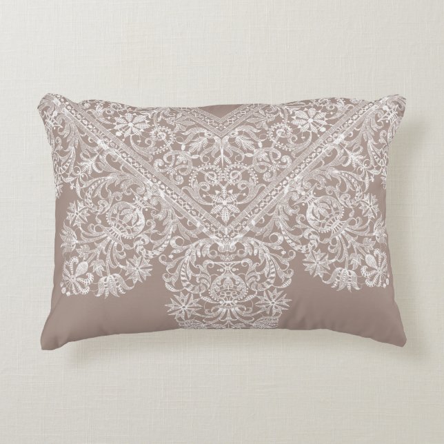 Luxury Italian Lace Pattern Accent Pillow (Front)