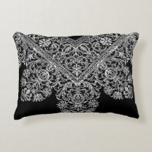 Luxury Italian Lace Pattern White on Black