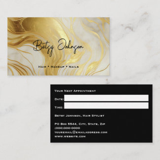 Luxury Ivory and Gold Marbled Appointment Card