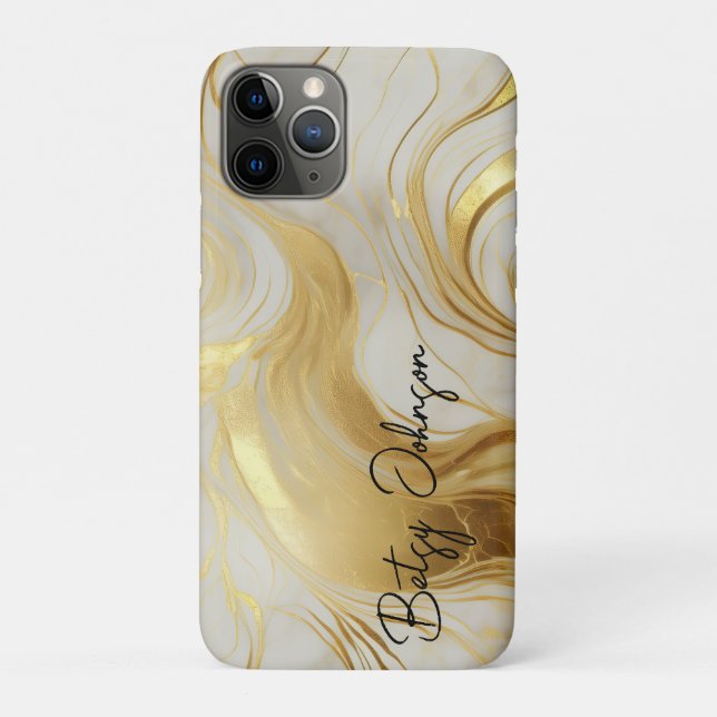 Luxury Ivory and Gold Marbled Case-Mate iPhone Case (Back)