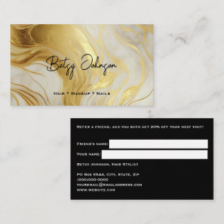 Luxury Ivory and Gold Marbled Referral Card
