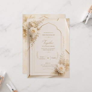 Luxury Ivory Gold Wedding Invitation
