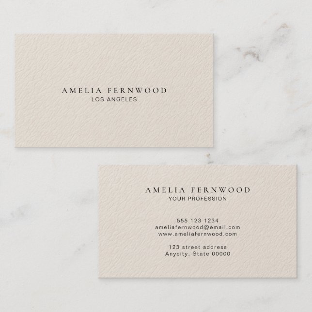 Luxury Ivory Leather Professional Minimal Custom Business Card (Front/Back)
