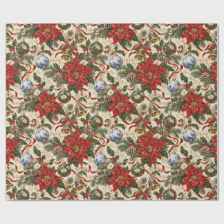 Luxury Japanese Christmas Botanical Wrapping Paper