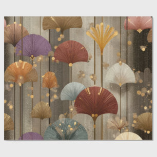 Luxury Japanese Fan Floral Wrapping Paper Elegan