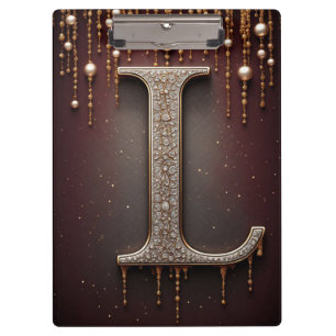 Luxury Jewel Letter L Monogram With Glitter Clipboard