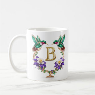 Luxury Jeweled Hummingbird Monogram B Coffee Mug