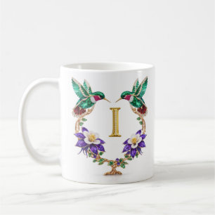 Luxury Jeweled Hummingbird Monogram I Coffee Mug