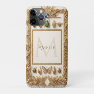 Luxury Jewelled Botanical Frame with Custom Name iPhone 11 Pro Case