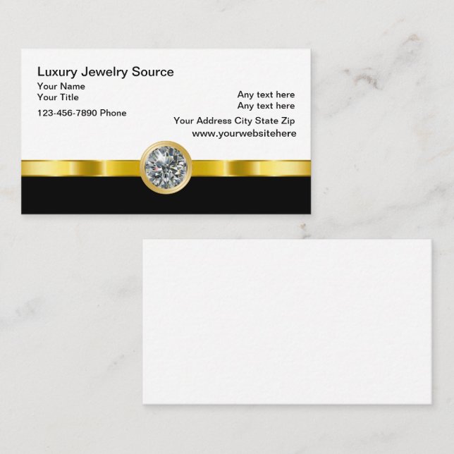 Luxury Jewellery Theme Modern Business Cards (Front/Back)