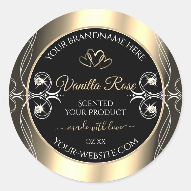 Luxury Jewels Black and Gold Decor Product Labels (Front)