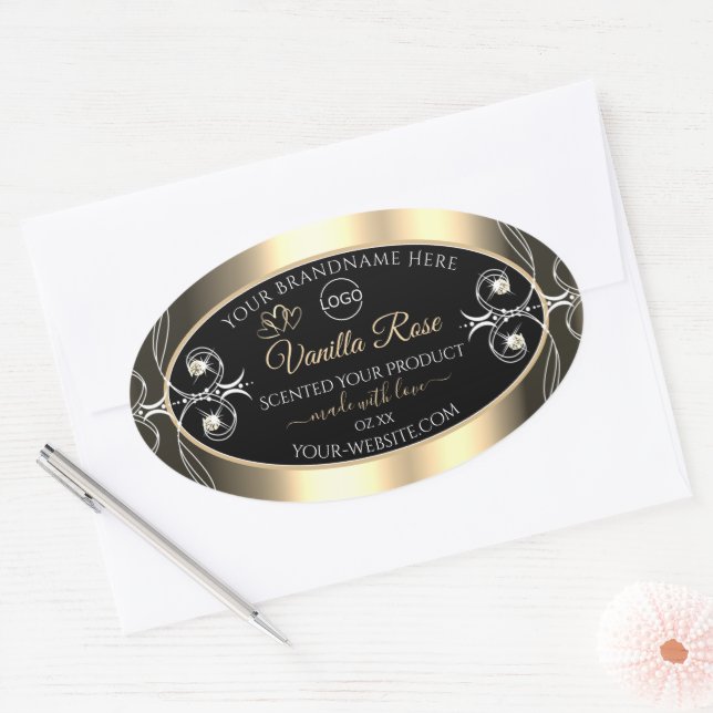 Luxury Jewels Black Gold Decor Product Labels Logo (Envelope)