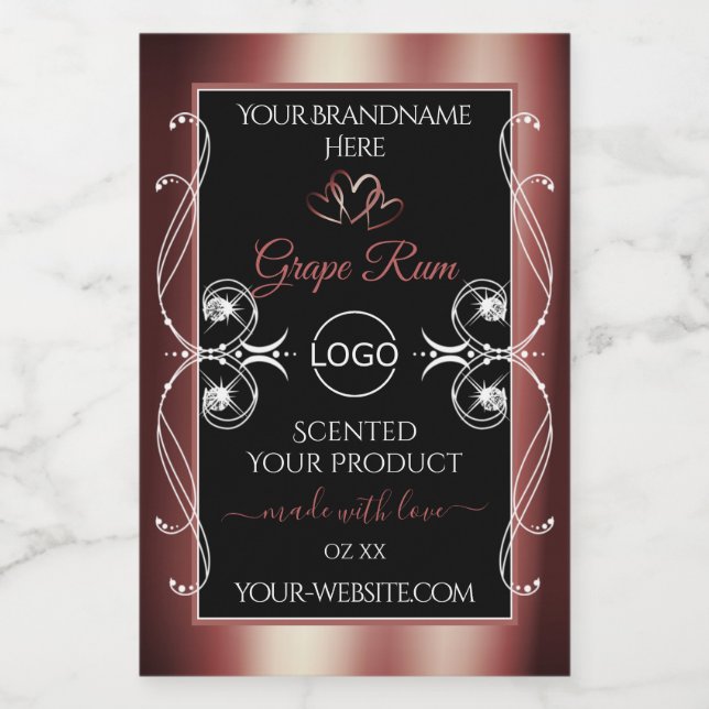 Luxury Jewels Wine Red Black Product Labels Logo (Single Label)