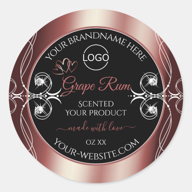 Luxury Jewels Wine Red Black Product Labels Logo (Front)